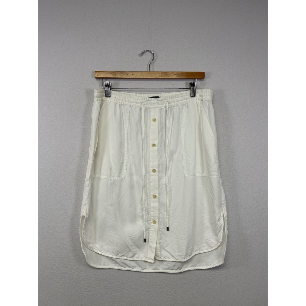 Minimalist‎ Vince Womens Large White Cotton Blend Button Front Drawstring Skirt